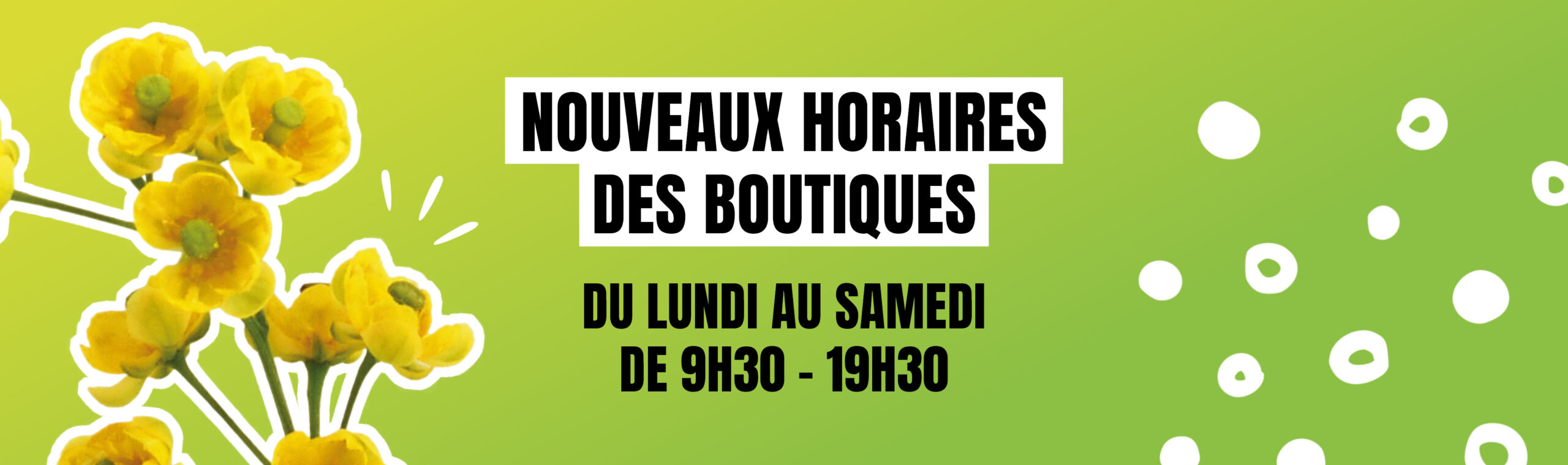 Nouveau horaires boutiques - bandeau site